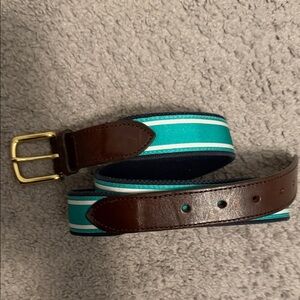 Vineyard Vines Men’s Belt - Size 36 - Leather/Teal White Stripe